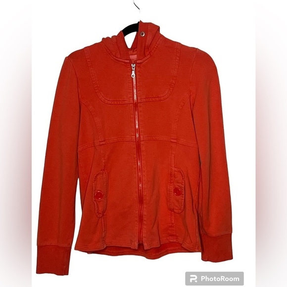 Sanctuary Orange Imperfection Hooded Zip Up Jacket Sz Med - Picture 1 of 9